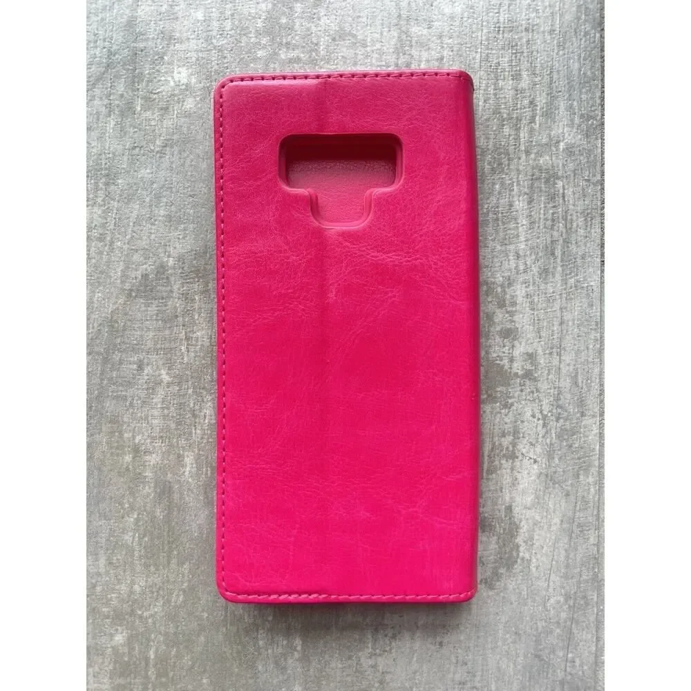 Book-Style Folio Flip Wallet Case Magnetic Flap Cover Samsung Galaxy Note 9 Neon